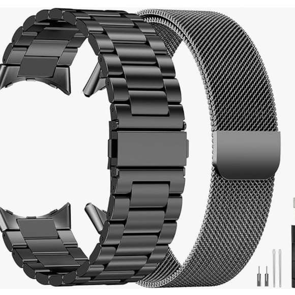 Black Metal Band Compatible with Google Pixel Watch 3 - Picture 1 of 7